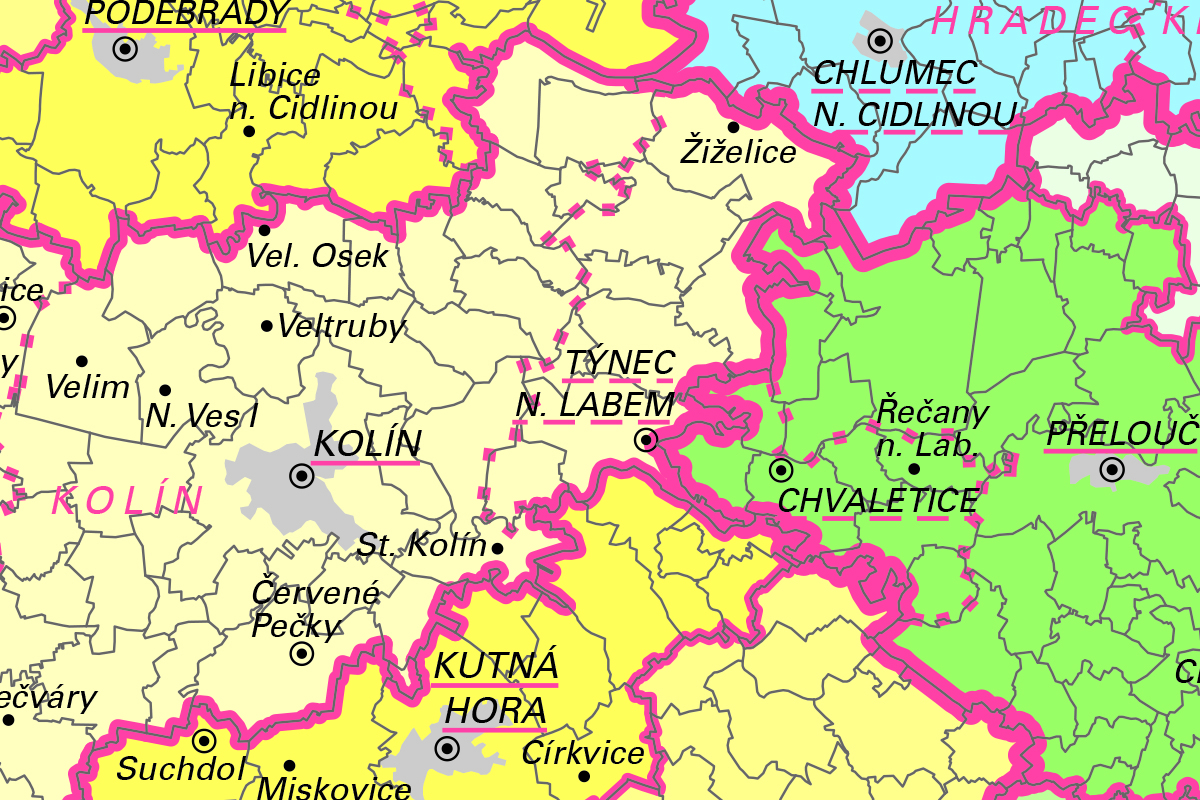 Mapa správního rozdělení ČR 1 : 500 000