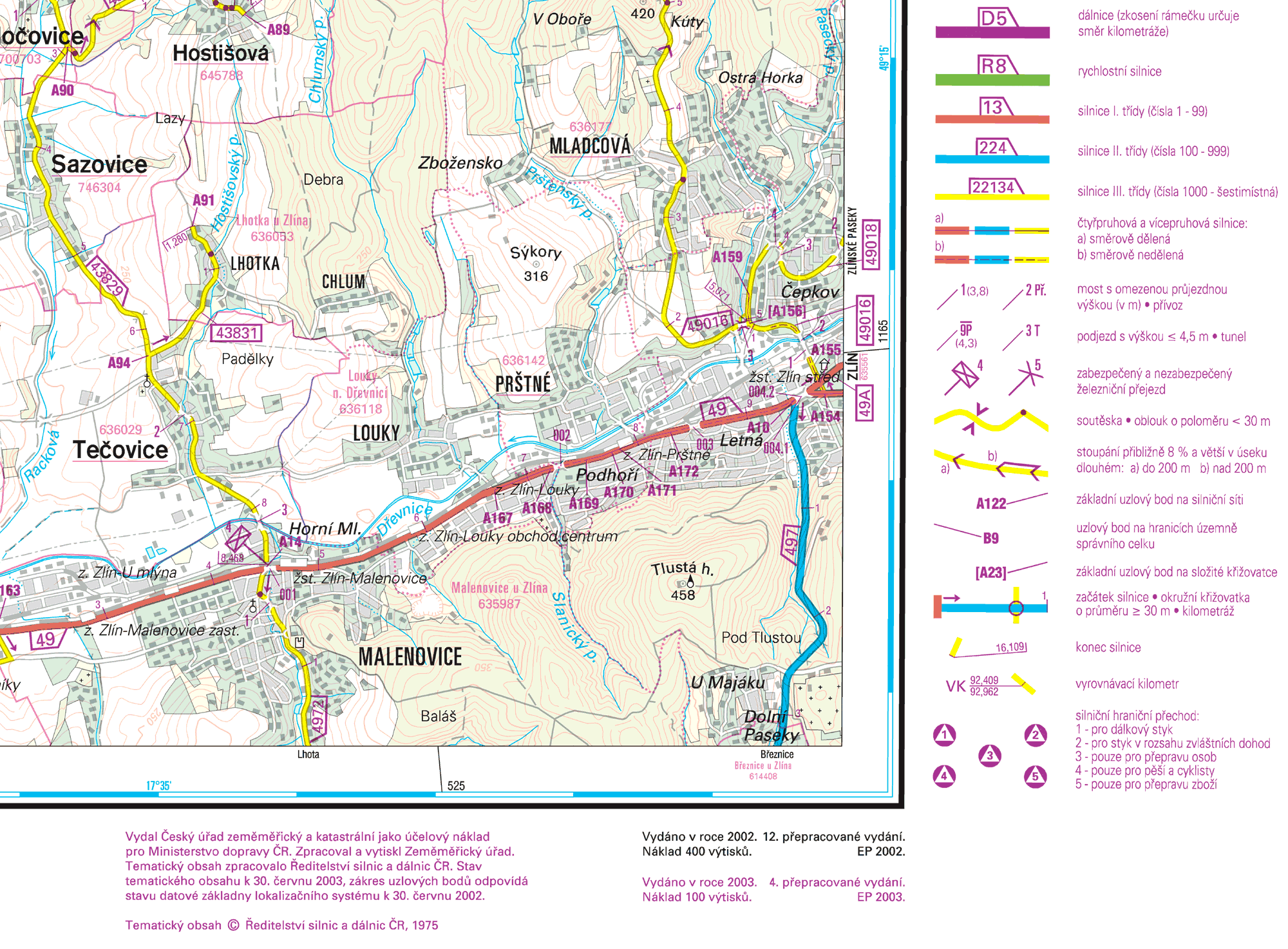 ukázka silniční mapy ČR 1 : 50 000